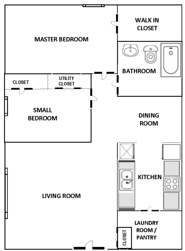 Living room photo in one bedroom at Bridgepointe at Ashgrove Woods